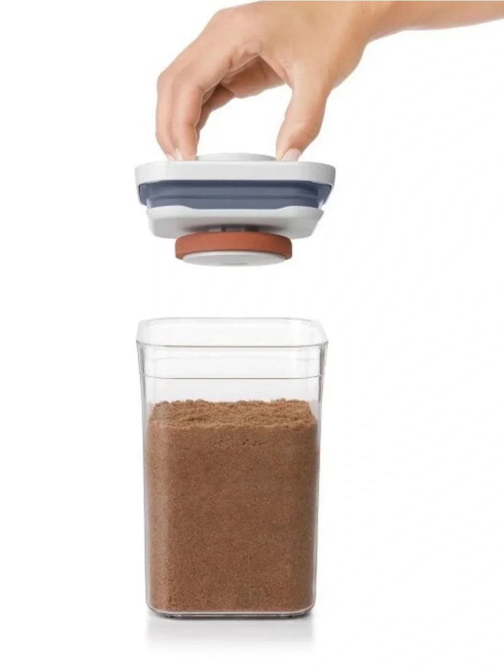 OXO POP 1.7qt Plastic Rectangle Tall Airtight Container, Clear, Brown Sugar